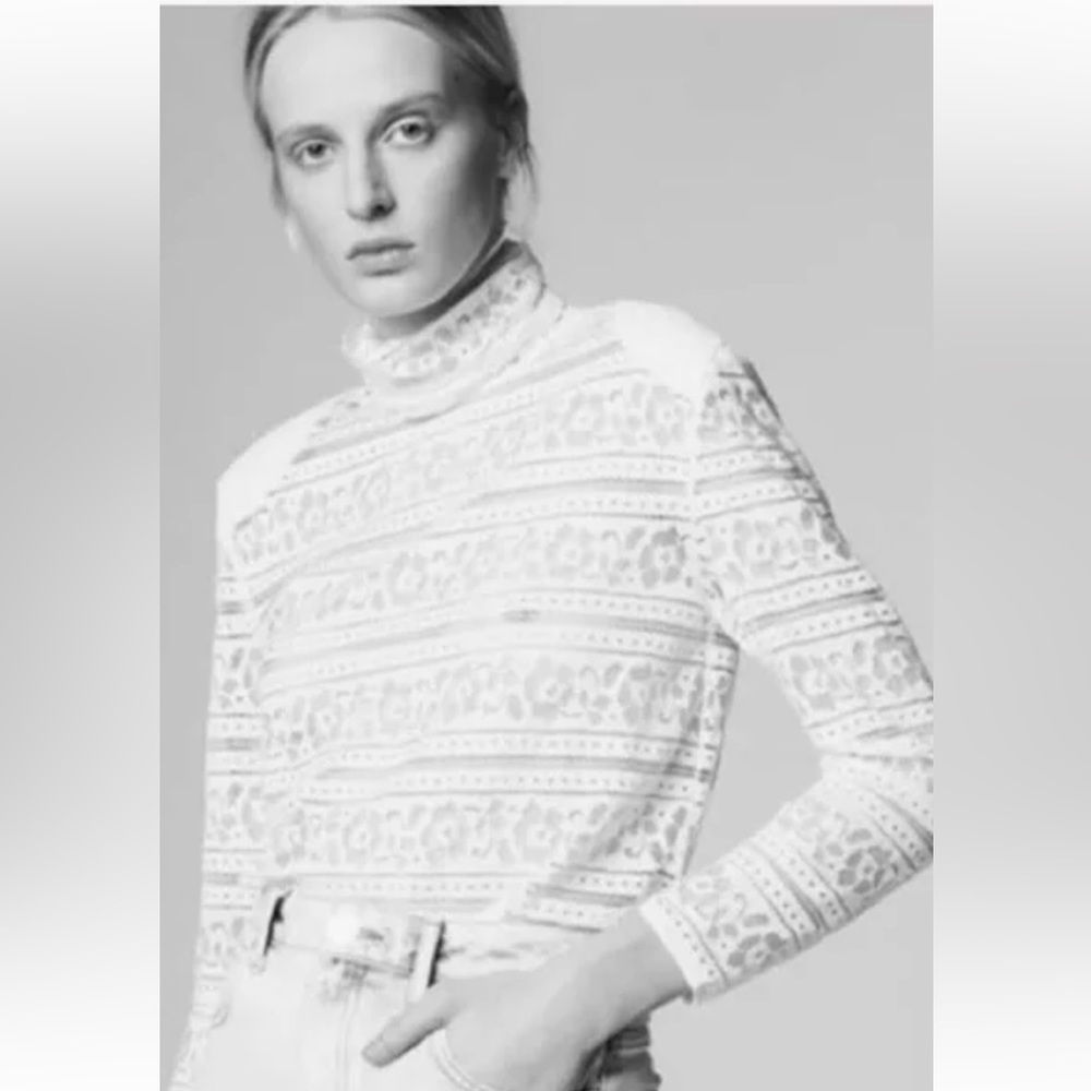 NWT Sandro Paris Hamia Lace Top Blouse Size 3 White